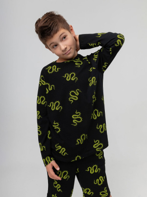 Лонгслив Bodo черный/салатовый