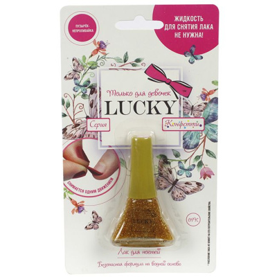 Лак Lucky цвет 09К серия Конфетти желтый с блестками