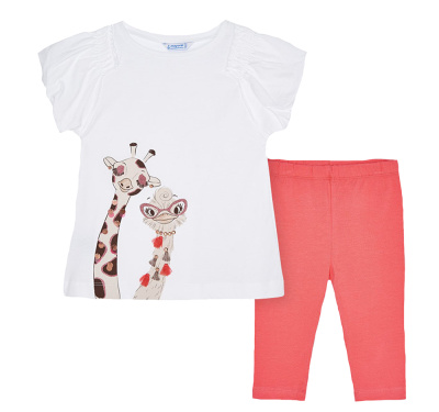 Футболка с коротким рукавом +леггинсы для девочек Mayoral коралловый