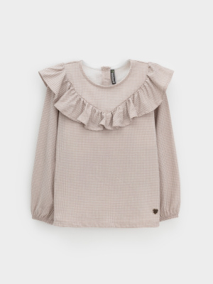 Блузка для девочки Crockid бежевый гусиная лапка к625