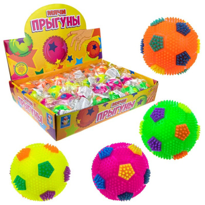 Мячик-прыгун футбол 6,5CM，со светом，без нитки 1TOY