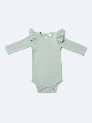 Боди лапша с длинным рукавом и крылышками MIMILASHIK мятный