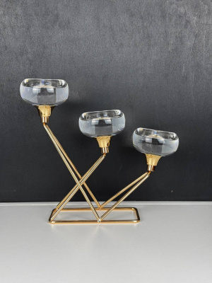 Подсвечник на 3 свечи зол, 23*35*8см