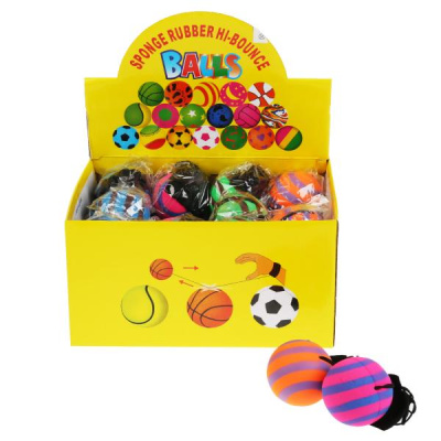 Мяч прыгающий на веревке с браслетом 6,3см 