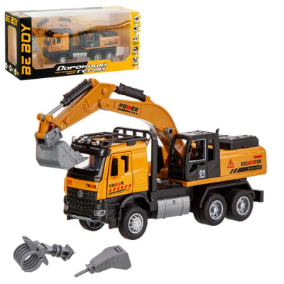 Машинка "Строительная техника" "BeBoy" инерционная, металлическая, свет. и звук. эффекты, подвижные 