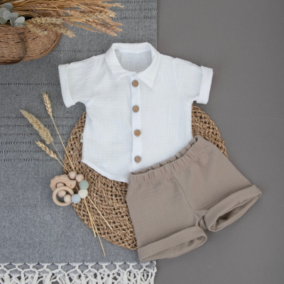 Комплект летний с коротким рукавом для мальчика KiDi Муслин капучиино