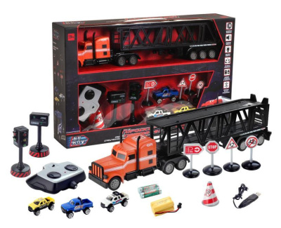 Тягач с прицепом р/у "BeBoy" на аккум с заряд уст-вом, движ. во всех направ. резиновые покрышки, све