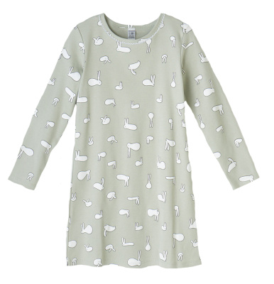 Сорочка для девочки Crockid смешные зайчики на темно-оливковом