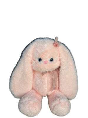 Заяц с заколкой 30 см розовый