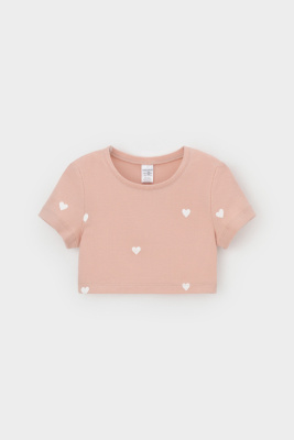 Футболка для девочки Crockid дымчатая роза сердечки к557