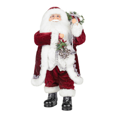 Дед Мороз MAXITOYS в Красной Шубе с Бубенчиками и Хворостом, 45 см