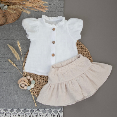 Комплект блузка+шорты KiDi Муслин бежевый