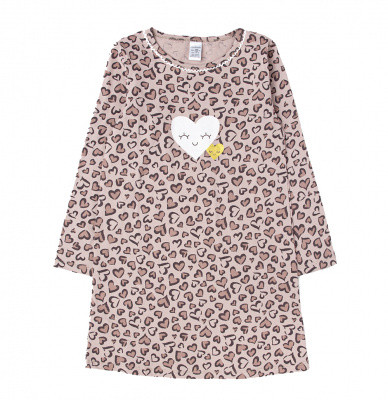 Сорочка для девочки Crockid сердечки леопард на бежево-сером