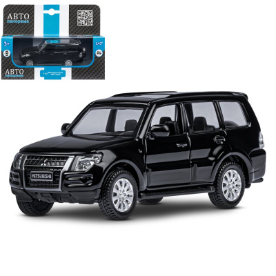 Машинка металлическая, 1:43 Mitsubishi Pajero 4WD Tubro, черный, инерция, откр. двери, в/к 17,5*12,5