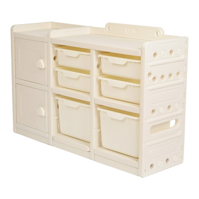 Стеллаж для игрушек с ящиками PITUSO Simple,Beige/Бежевый,107*33*70h