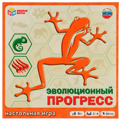 Эволюционный прогресс. Настольная игра-квадрат. 40 карточек. 250х250х55мм. Умные игры 