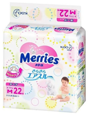 Подгузники Merries M 6-11кг, 22шт*