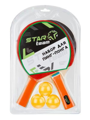 Набор для пинг-понга STAR Team толщина ракетки 7 мм 2 ракетки + 3 шарика