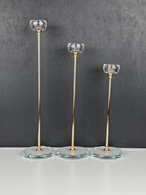 Подсвечники 3шт мет/стек зол 23/28/33см