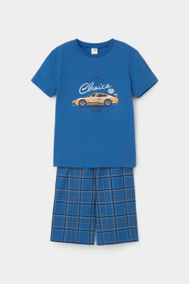 Пижама Crockid яркий кобальт шотландская клетка