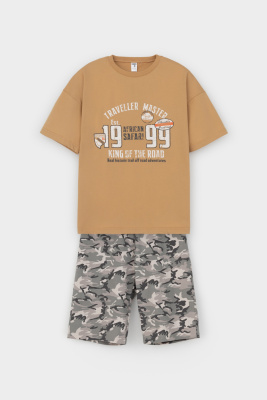 Пижама Crockid темно-бежевый текстильная клетка