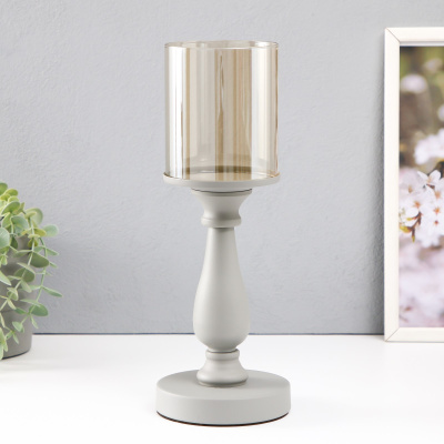 Подсвечник металл на 1 свечу Воланд серый, d=10 см, 11×11×36 см