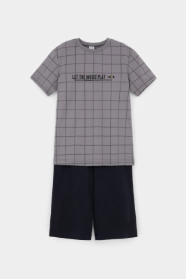 Пижама Crockid серый двойная клетка