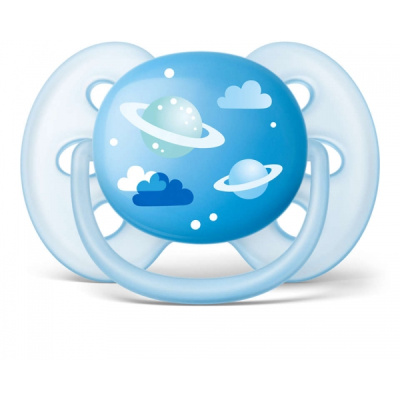 Пустышка ULTRA SOFT силиконовая 6-18 м для мальчика с рисунком AVENT