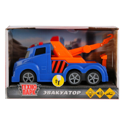 Машина "ЭВАКУАТОР", длина 17см, пластик, свет+звук, подв. элем. в русс. кор. Технопарк в кор.