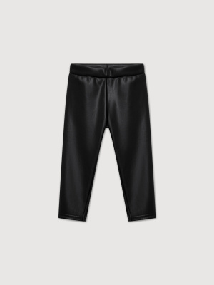 Лосины из экокожи с начесом MIMILAV черный