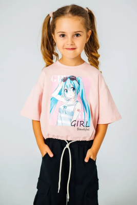 Футболка с коротким рукавом для девочки COLABEAR пудра