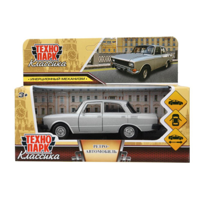 Машина металл ретро-модель,12,5 см, дв, баг, ин, серебр, кор. Технопарк