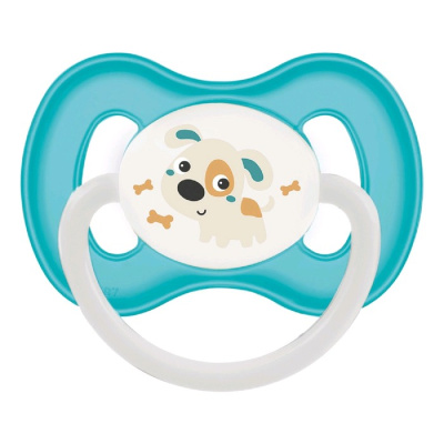 Пустышка силикон симметр Bunny company бирюз 6м+ Canpol Babies