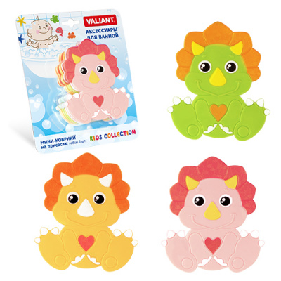 VAL K6-3897 Мини-коврик для ванной комнаты ДИНОНЯША (на присосах), набор 6 шт.