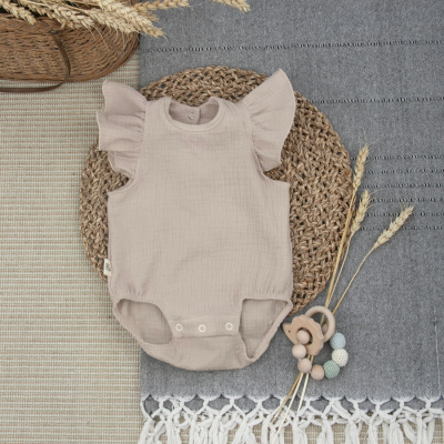 Боди с крылышками Муслин KiDi бежево-серый