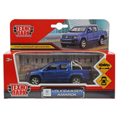 Машина металл VOLKSWAGEN amarok, 11,4 см, двери, инерция, синий, кор. Технопарк 
