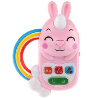 Телефон развивающий "Зайчик-единорог", световые и звуковые эффекты (на рус. языке), учим алфавит, цв