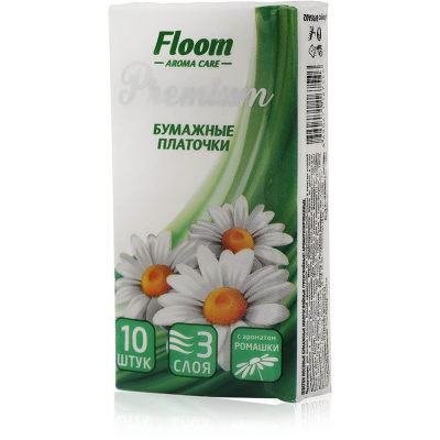 Платочки 10шт 3-х слойные Ромашка FLOOM