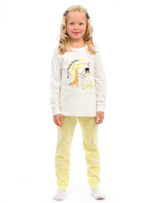 Пижама набивное полотно молочный/желтый