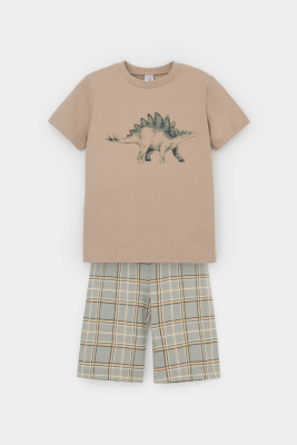 Пижама Crockid темно-бежевый шотландская клетка