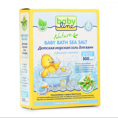 Соль для ванны BABYLINE NATURE морская с экстрактом череды детская 500гр