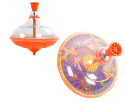 Юла прозрачная "Elefantino"Карусель", цвет: оранжевый пластик