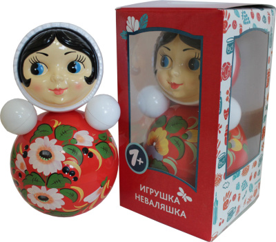Неваляшка "Девочка" расписная, в коробке 14,5*14,5*26,5 см
