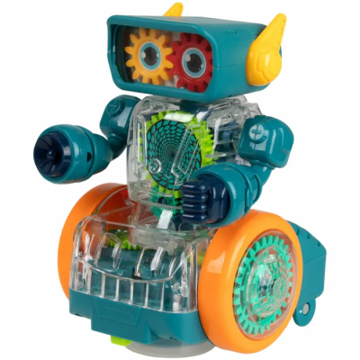 Движок Робот прозрач. с механизмом на батарейках, свет, звук 1TOY