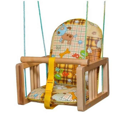 Качели деревянные подвесные мягкое сиденье Симпатия ГНОМ *