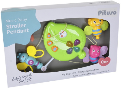 Музыкальный мобиль-подвеска ЛУЖАЙКА(на прищепке) PITUSO пласт.игр.(свет,звук)(в кор24 шт)