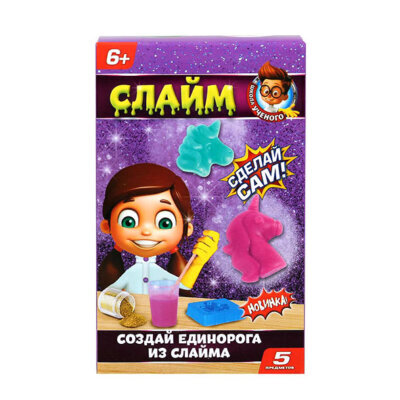 Слайм:сделай сам единорога 6 предм. в кор. ТМ "Школа ученого" 