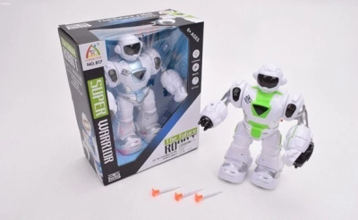 Робот на бат., световые и звуковые эффекты, ходит, стреляет, 2 цв. в ассортименте, в/к 21,5*10,7*26 