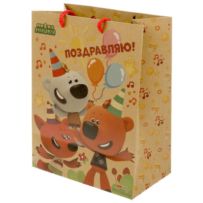 Пакет подарочный крафт Ми-ми-мишки m, 18*23*10 см ЧУДО ПРАЗДНИК 