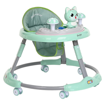 Ходунки Котенок (круглые) (6 силик.кол,игр.,муз) 6 шт/уп (70*70*54) Green/Зеленый BAMBOLA*